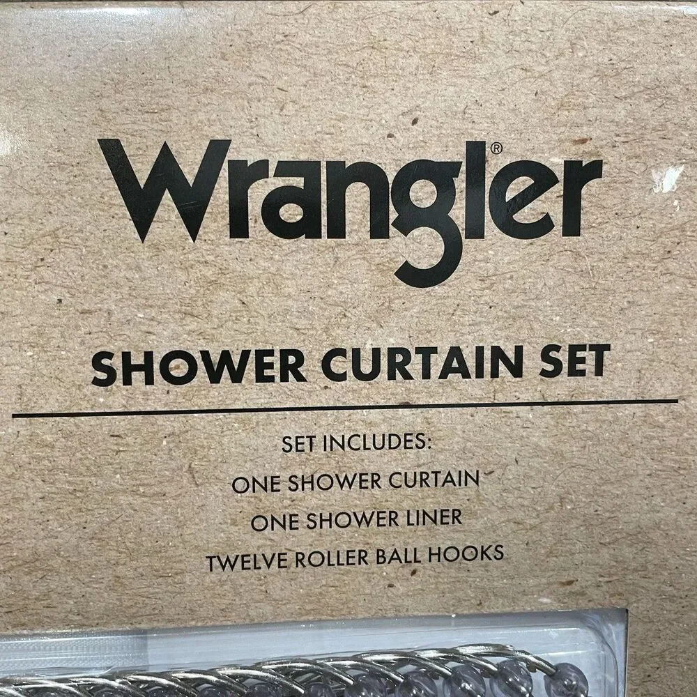 Wrangler Shower Curtain Set 14pc Desert Horse Cactus White Green Cowboy Boot New